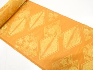 アンティーク　絽　向かい蝶に菊・楓模様織り出し　舞妓用だらり帯地反物